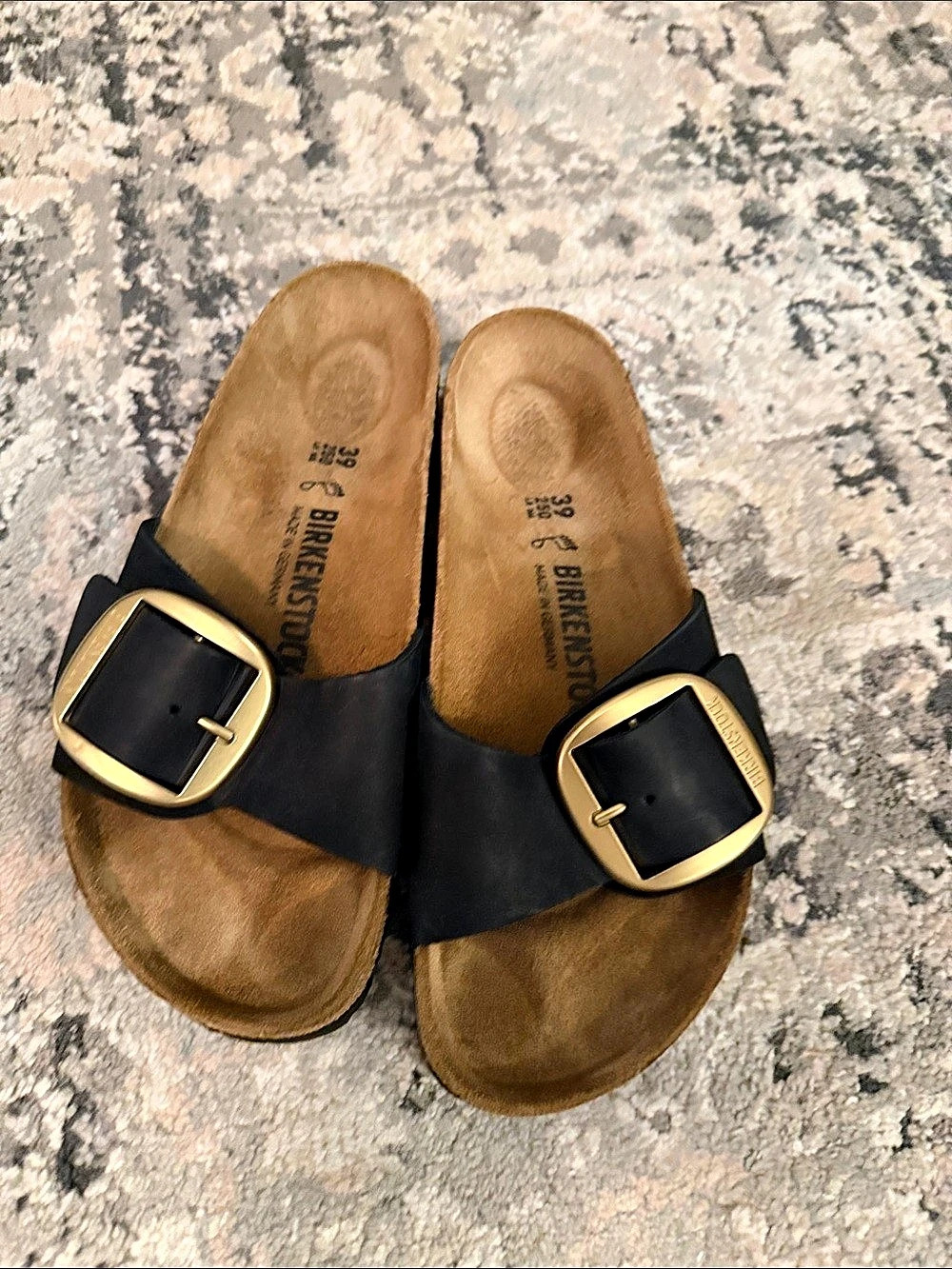Birkenstock Madrid Big Buckle Oiled Leather Sandals Black EU 39